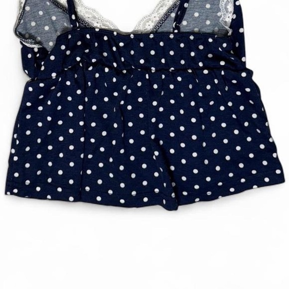 Navy Polka Dot Lace Babydoll Cami XS Coquette Preppy Brandy Cute Balletcore Y2K - Picture 6 of 7